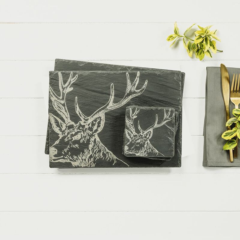 Selbrae House 2 Coasters & Placemats Set - Stag image number 1
