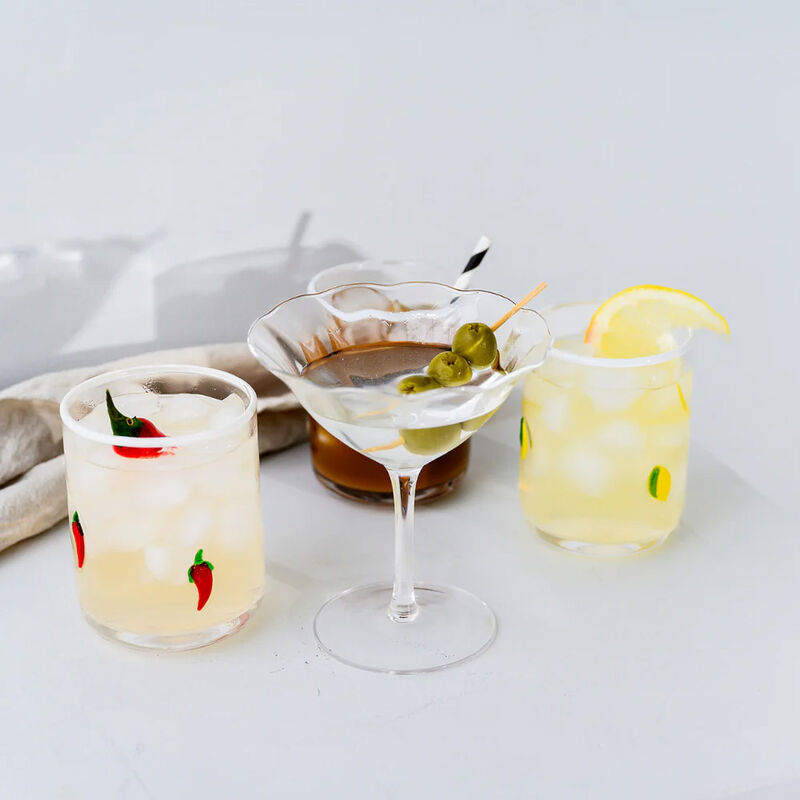 Home Lab Fleur Cocktail Coupe Clear Set Of 4 image number 2