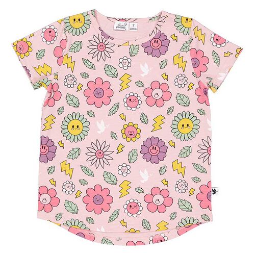 Kissed By Radicool Smiley Flowers Tee