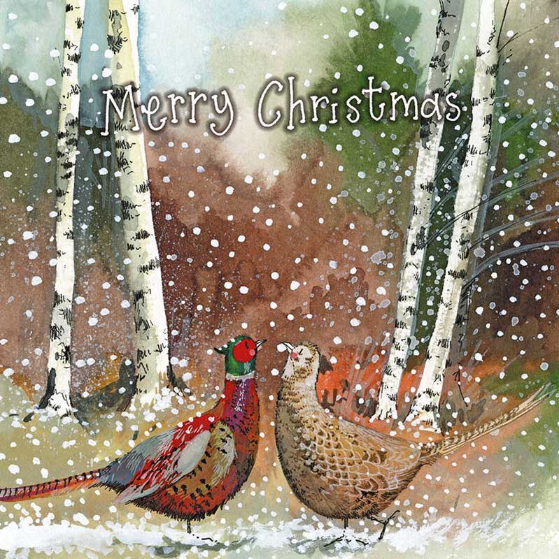 Alex Clark Christmas Pheasants Box Of 8 Cards image number 0