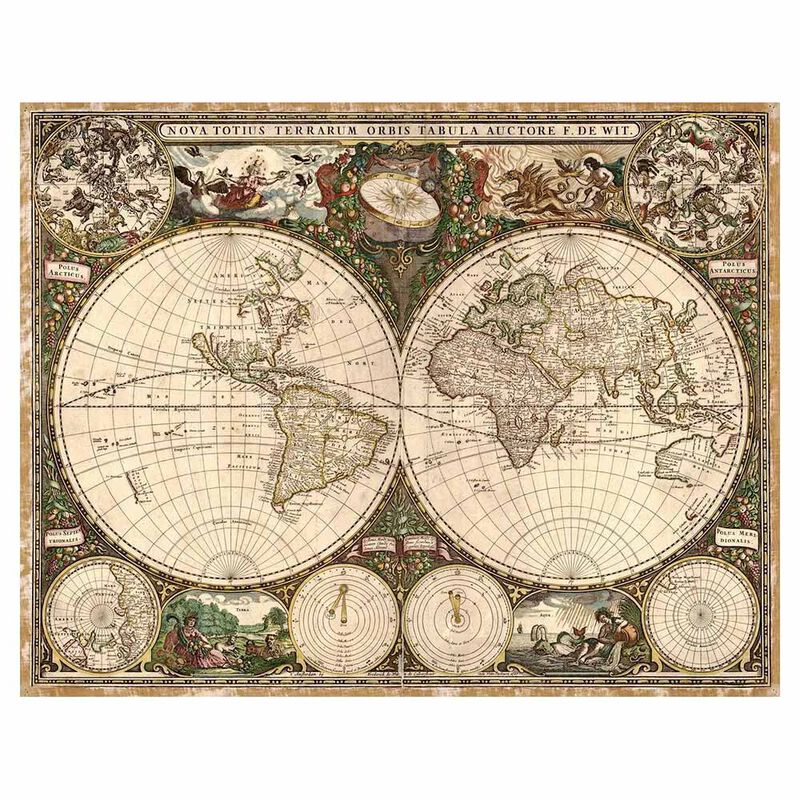 Hinkler Mindbogglers Gold Vintage World Map 1500 Piece Puzzle image number 1