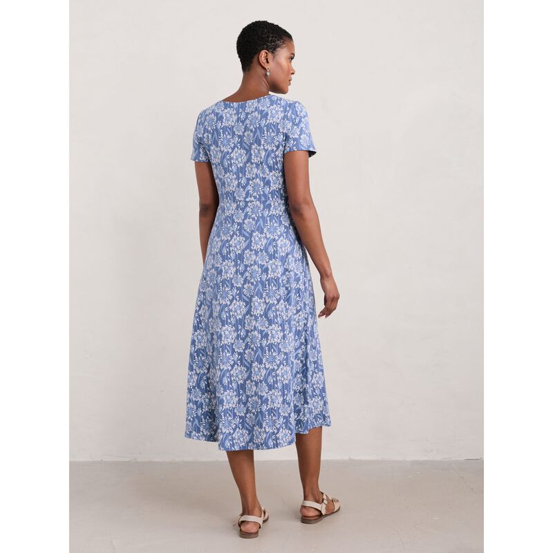 Seasalt Cornwall S/S Veronica Dress Agapanthus Lino Lupin image number 1