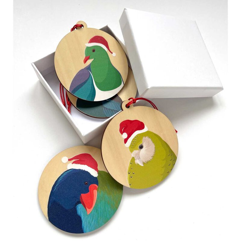 Hansby Design Kiwi Christmas Baubles Set Of 4 image number 3