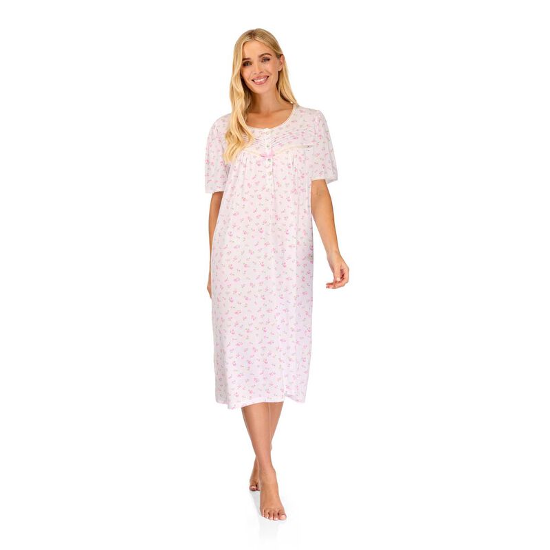 La Marquise Vintage Blossoms Cotton-Rich Jersey Short Sleeve Nightdress image number 8