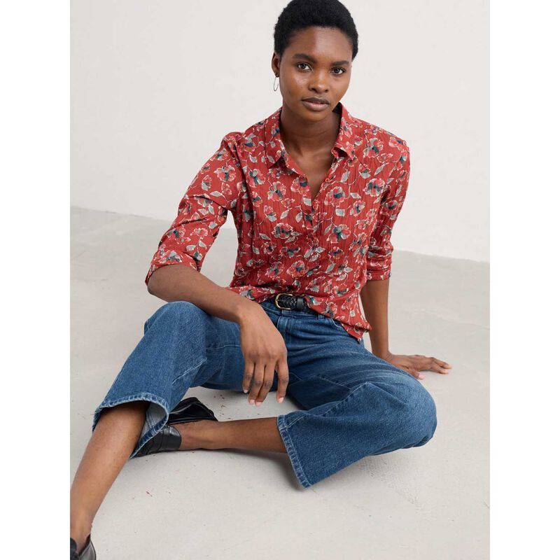 Seasalt Cornwall Larissa Shirt Artist Camellia Red Sail image number 2
