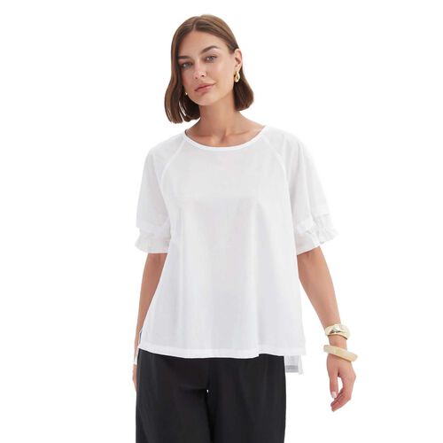 TIRELLI Ruffle Sleeve Lyocell Top