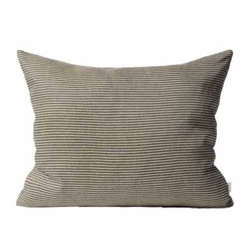 Città Reversible Pinstripe Cushion Cover 50x40cm - Ivy/Coconut