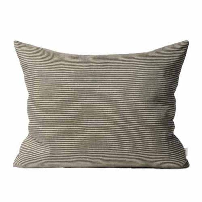 Città Reversible Pinstripe Cushion Cover 50x40cm - Ivy/Coconut image number 0