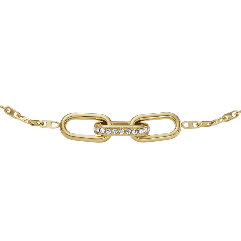 Fossil Heritage D-Link Gold-Tone Stainless Steel Chain Bracelet image number 1