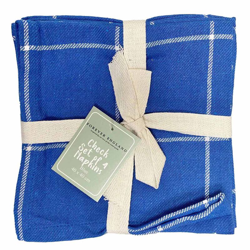 Forever England Wide Check Blue Set Of 4 Napkins image number 0