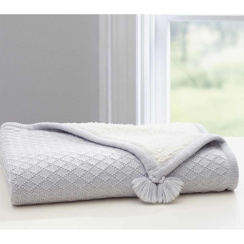 Pottery Barn Kids Luxe Knit Sherpa Stroller Blanket Grey image number 2