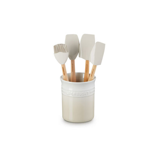 Le Creuset Craft Spatula Set Of 4 With Crock - Meringue