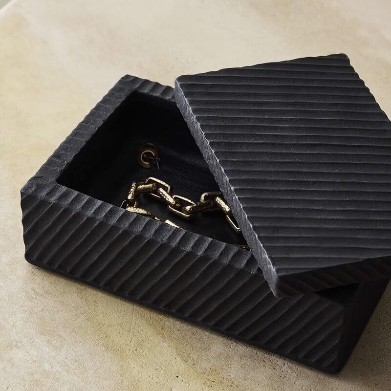 West Elm Asher Dec Box Earthenware Rectangle Black image number 1