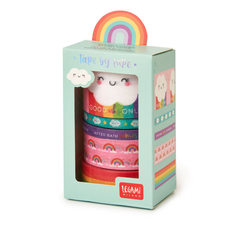 Legami Paper Sticky Tapes - Rainbow Paper Set of 5 image number 1