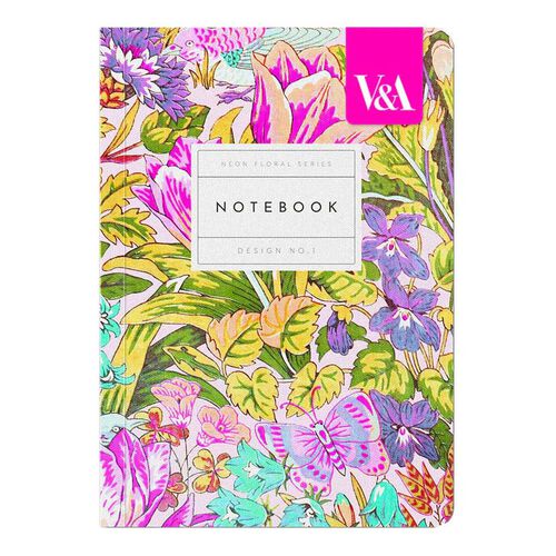 V&A Neon Floral Mawson Tulip A6 Soft Cover Notebook