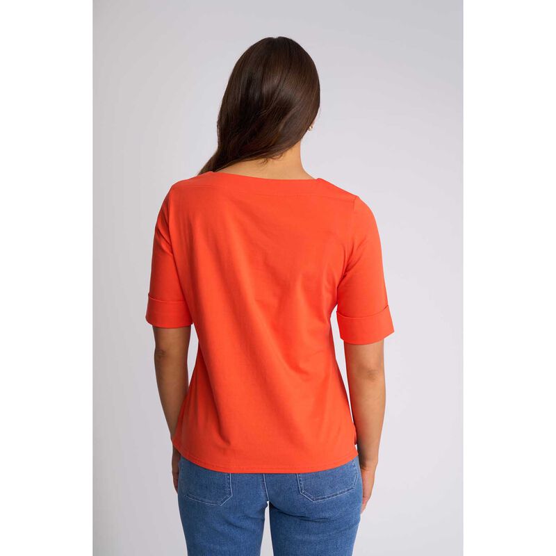 Vassalli Elbow Length Sleeve Round Neck Knit Top with Cuff image number 1
