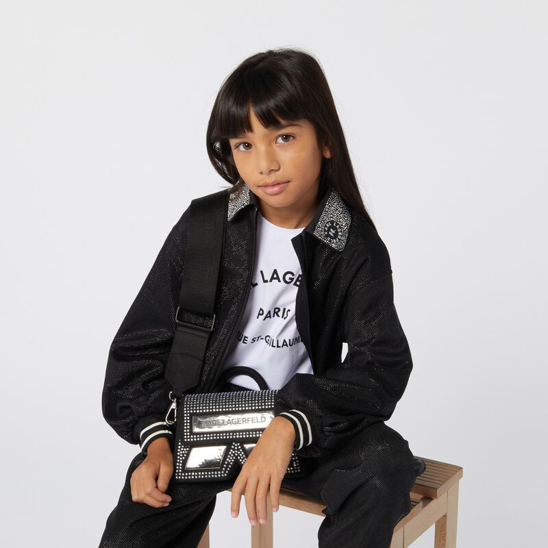 Karl Lagerfeld Rhinestone Collar Zip-Up 10Y - 16Y image number 1
