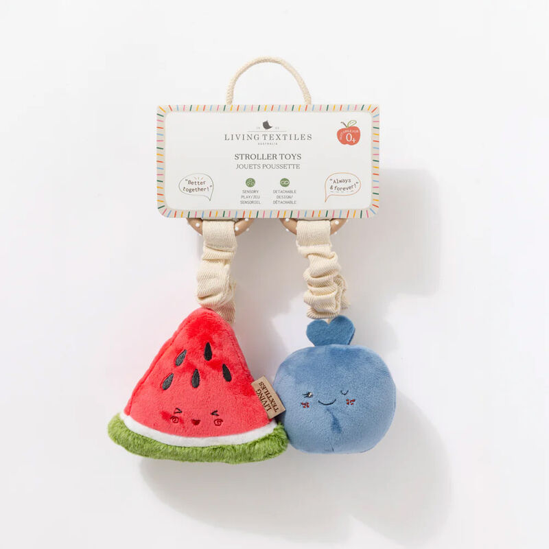 Living Textiles Plush Stroller Toy 2 Pack - Watermelon & Blueberry image number 2