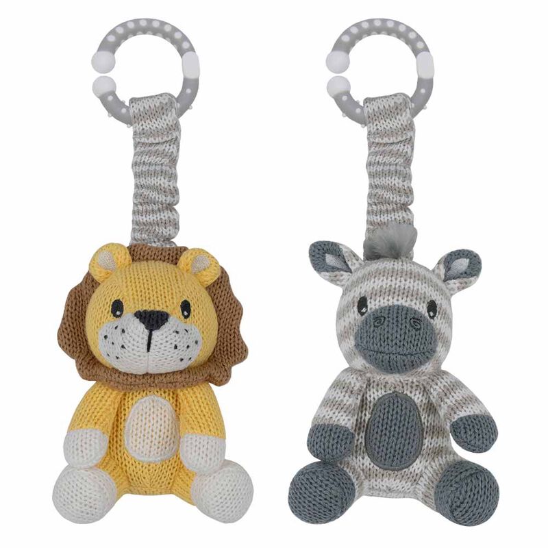 Living Textiles 2Pk Stroller Toy - Zebra & Lion image number 0