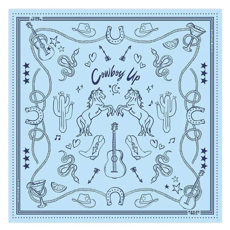 Dark Hampton Kaylee Bell Cowboy Up Blue Silk Petite Scarf image number 1