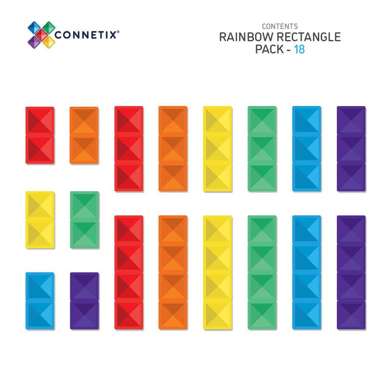 Connetix Tiles Rainbow Rectangle Pack 18 Pc image number 1