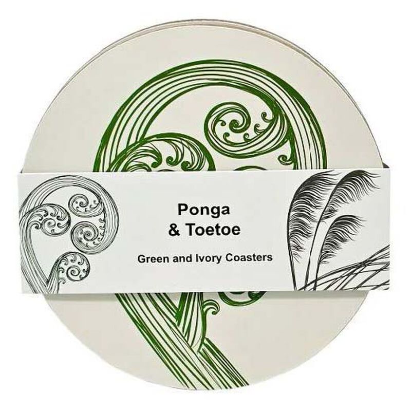 Jo Luping Green And Ivory Set Of 4 Round Coasters image number 1