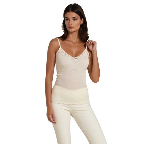 EGi Collections V-Neck Rib Knit Lace Trim Cami