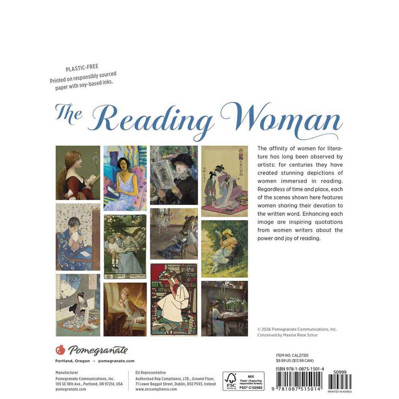 Pomegranate The Reading Woman Mini Wall Calendar 2027 image number 2