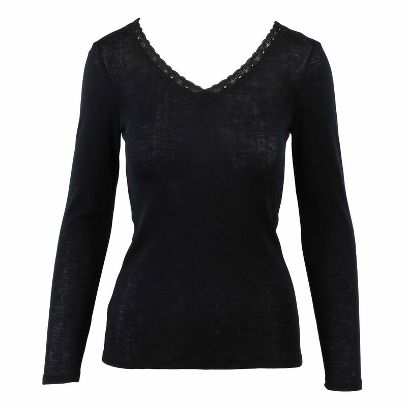 Zenza Impressions LS Top with Lace V Neck image number 0