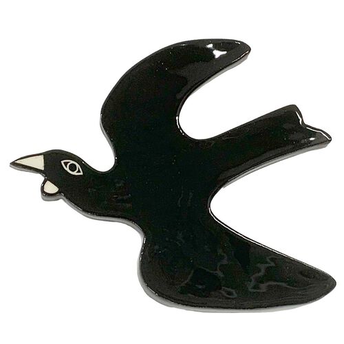 Borrowed Earth Ceramic Bird Small - Black Tui
