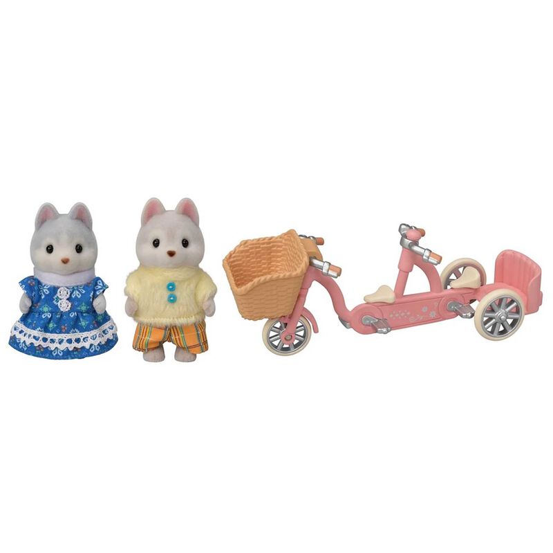 Sylvanian Families Tandem Cycling Set - Husky Sister & Brother image number 2