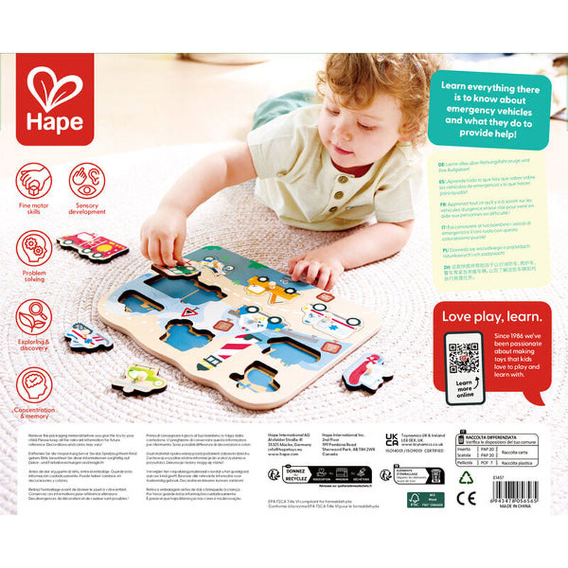 Hape Peg Puzzle - Emergency Vehicles image number 2