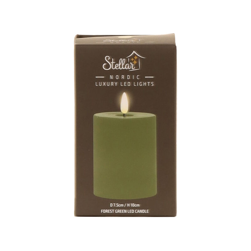 Stellar Haus Green Pillar Indoor LED Candle With Timer  10x7.5cm image number 0