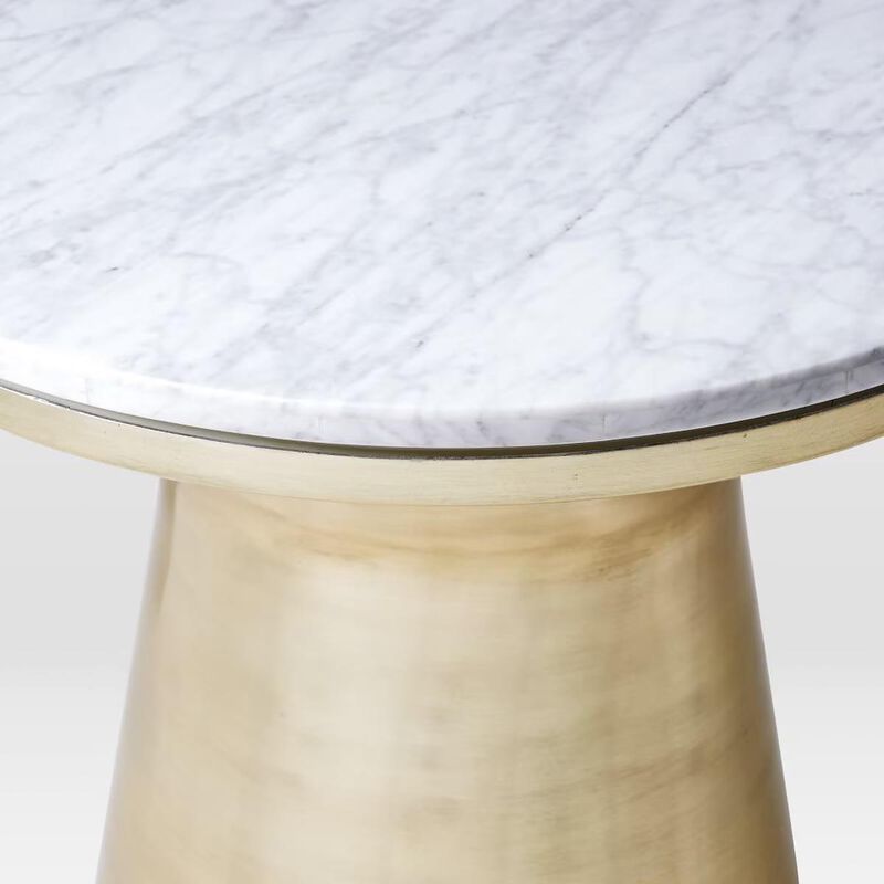 West Elm Marble Topped Pedestal Side Table image number 1