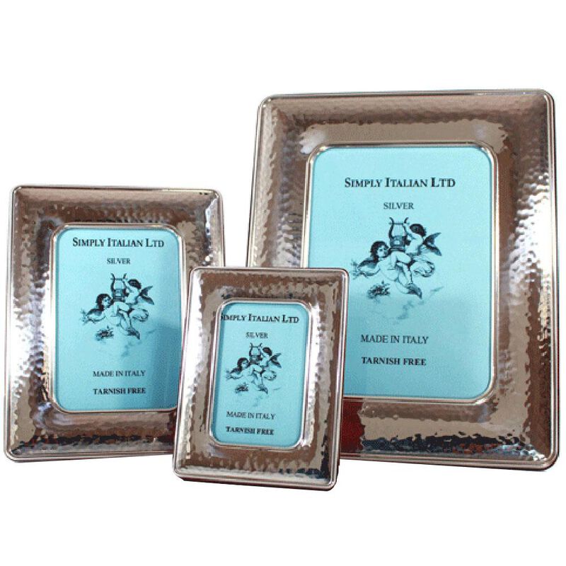 Bilaminato Light Silver Wide Hammered Frame Wood Back image number 0