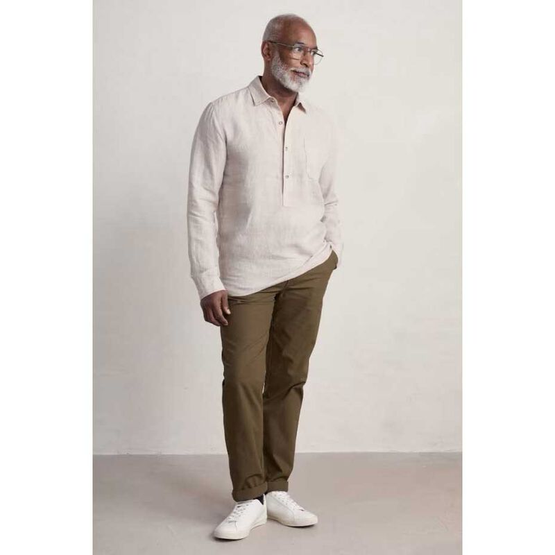 Seasalt Cornwall Mens Artist's Shirt Undyed Linen image number 3
