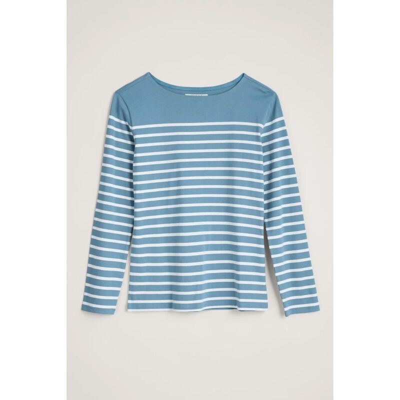 Seasalt Cornwall Sailor Shirt LS Falmouth Breton Horizon Chalk image number 3