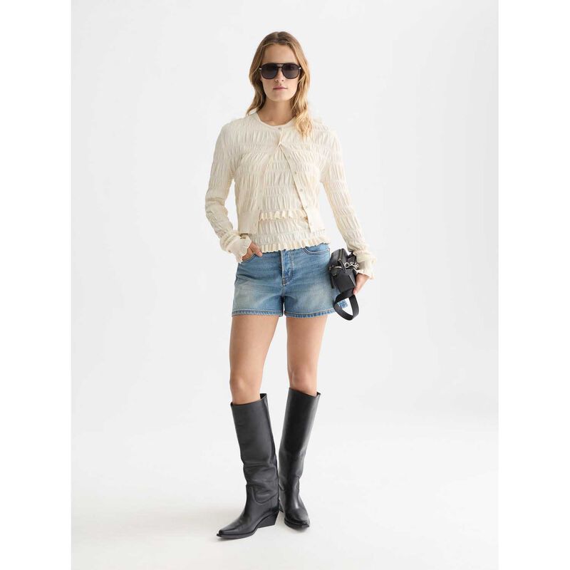 Scotch & Soda Smock Stitch Crew Neck Cardigan image number 3