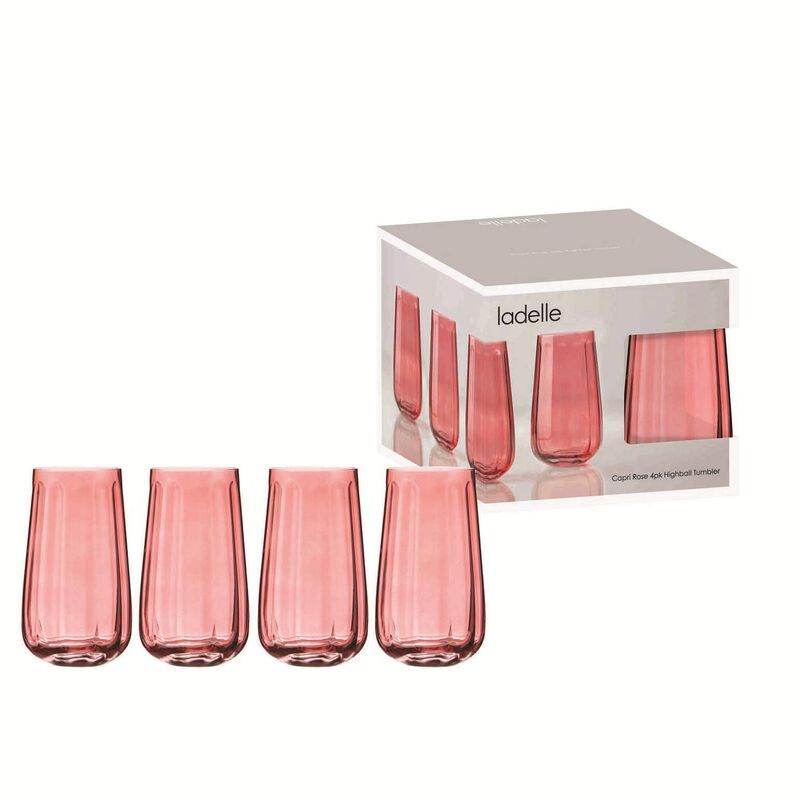 Ladelle Capri Rose 4Pk Highball Tumbler image number 1