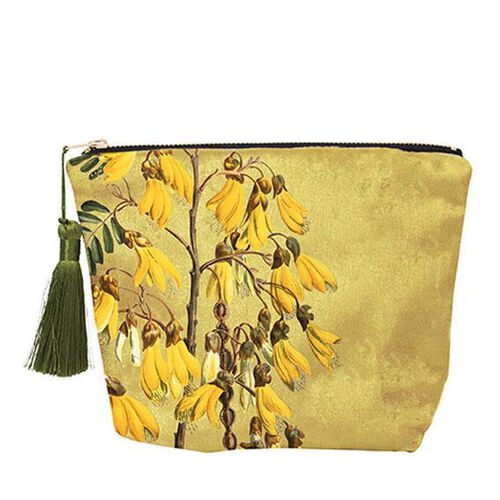 Vintage Botanical Kowhai Velvet Cosmetic Bag