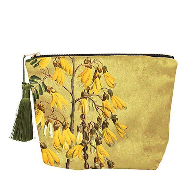 Vintage Botanical Kowhai Velvet Cosmetic Bag image number 0