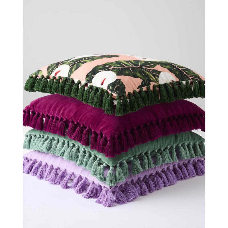 Kip&Co Lilac Velvet Tassel Cushion image number 2