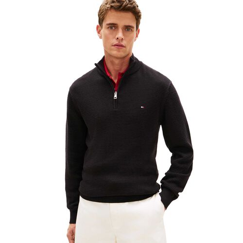 Tommy Hilfiger Textured Half-Zip Mock Neck Jumper