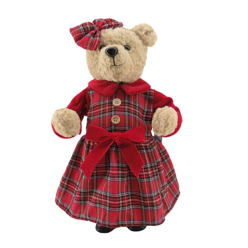 Standing Girl Bear With Tartan Dress 16 Inch image number 0