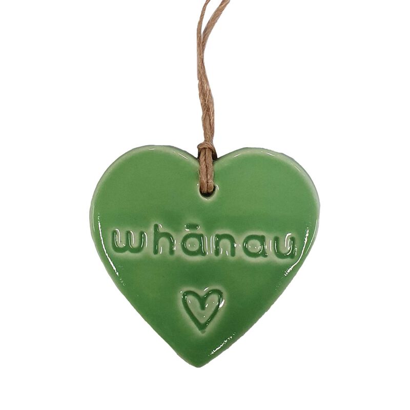 Michelle Bow Ceramics Hanging Bright Heart 7cm x 7cm Whanau image number 0