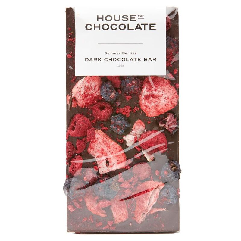 House of Chocolate Summer Berries Dark Chocolate Bar 100g image number 0