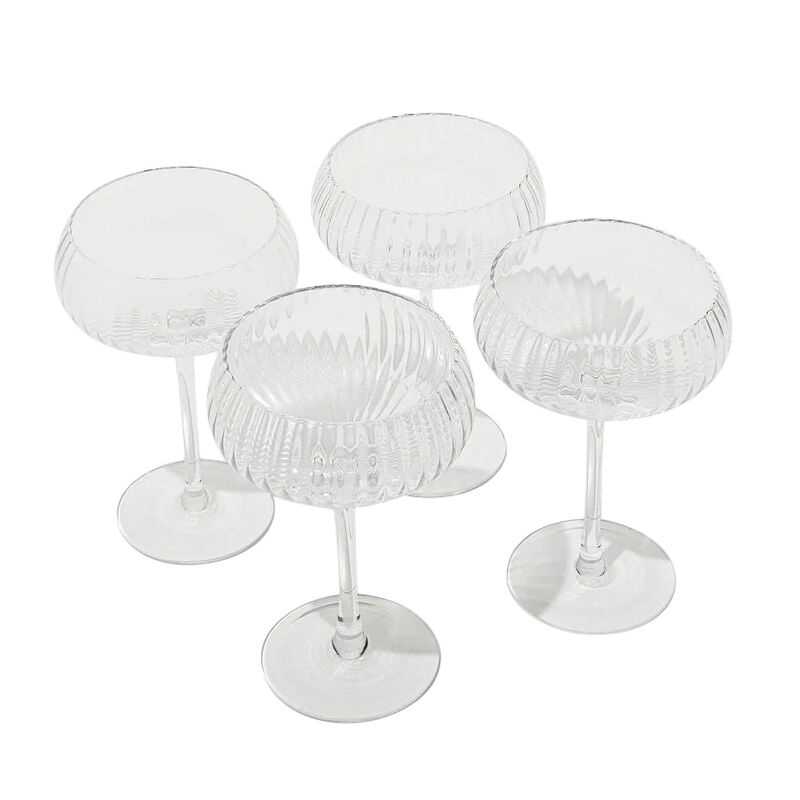 Home Lab Ribbed Champagne Coupe Clear Set Of 4 image number 0