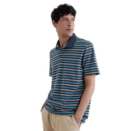 Seasalt Cornwall Ballan Stripe Polo Duet Mini Cornish Squid Ink Azurite