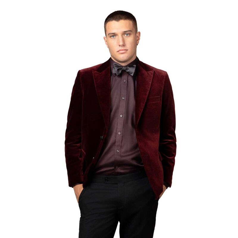 Rembrandt Lyon Burgundy Velvet Blazer image number 0