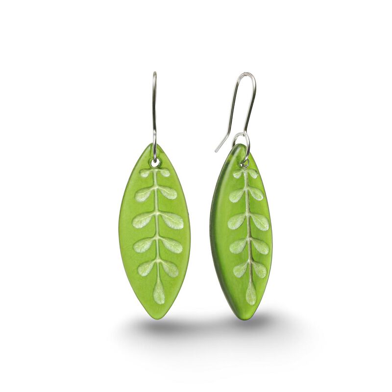 StoneArrow Jewellery Ko¯Whai Leaf Earrings - Green image number 0
